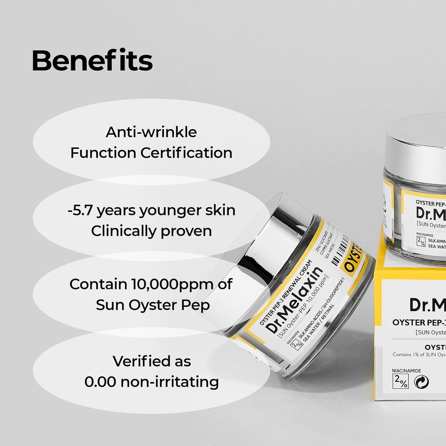 Oyster Pep3 Renewal Cream | Daily Anti-Aging Face Moisturizer, Skin Elasticity & Reduce Wrinkle, 50ml,1.69 fl oz.