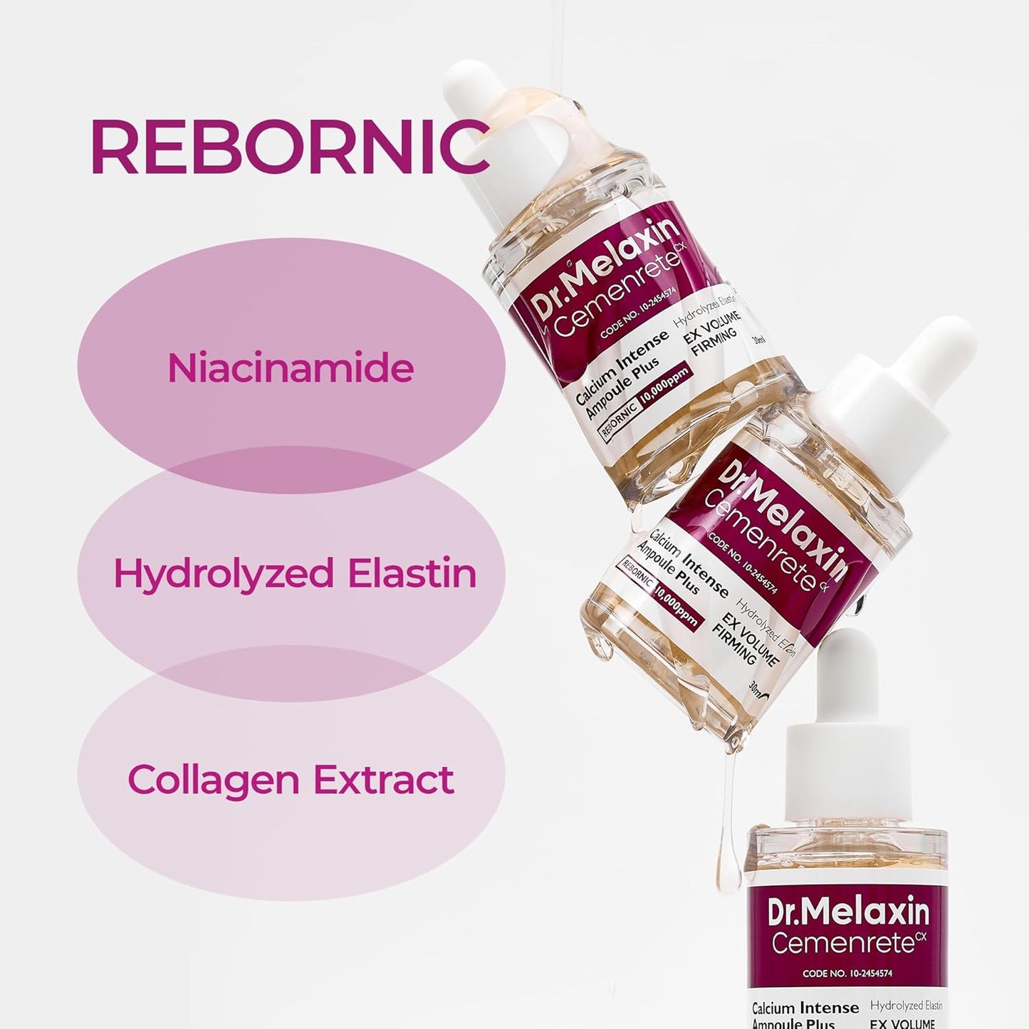 Cemenrete Calcium Ampoule Plus with Adenosine and Niacinamide for Sagging Under Eye Skin, Dark Circles, Fine Lines &Eye Bags 1.01fl.oz.