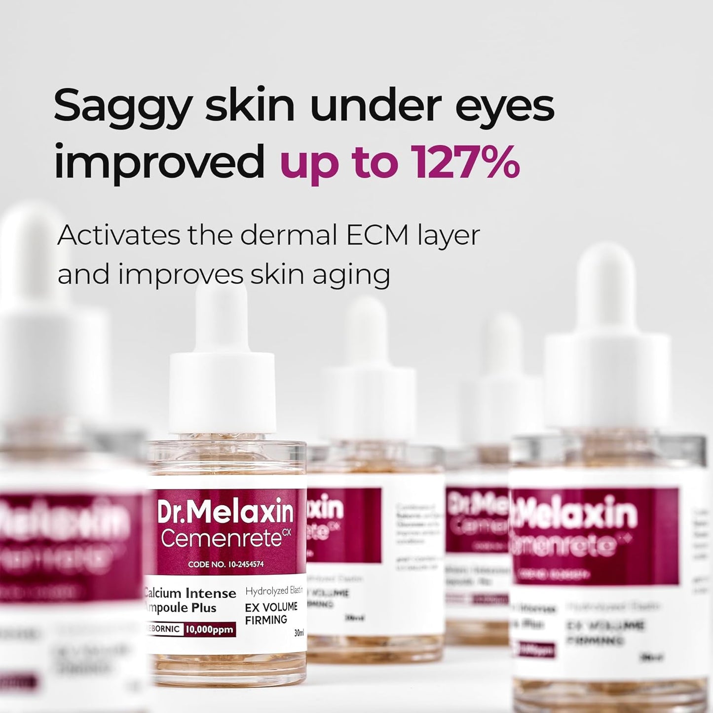Cemenrete Calcium Ampoule Plus with Adenosine and Niacinamide for Sagging Under Eye Skin, Dark Circles, Fine Lines &Eye Bags 1.01fl.oz.