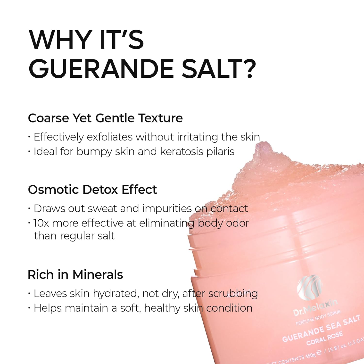 Guerande Sea Salt Perfume Exfoliating Body Scrub for Smooth Skin Body, Amber & Vanilla Scent+Coral Rose Scent