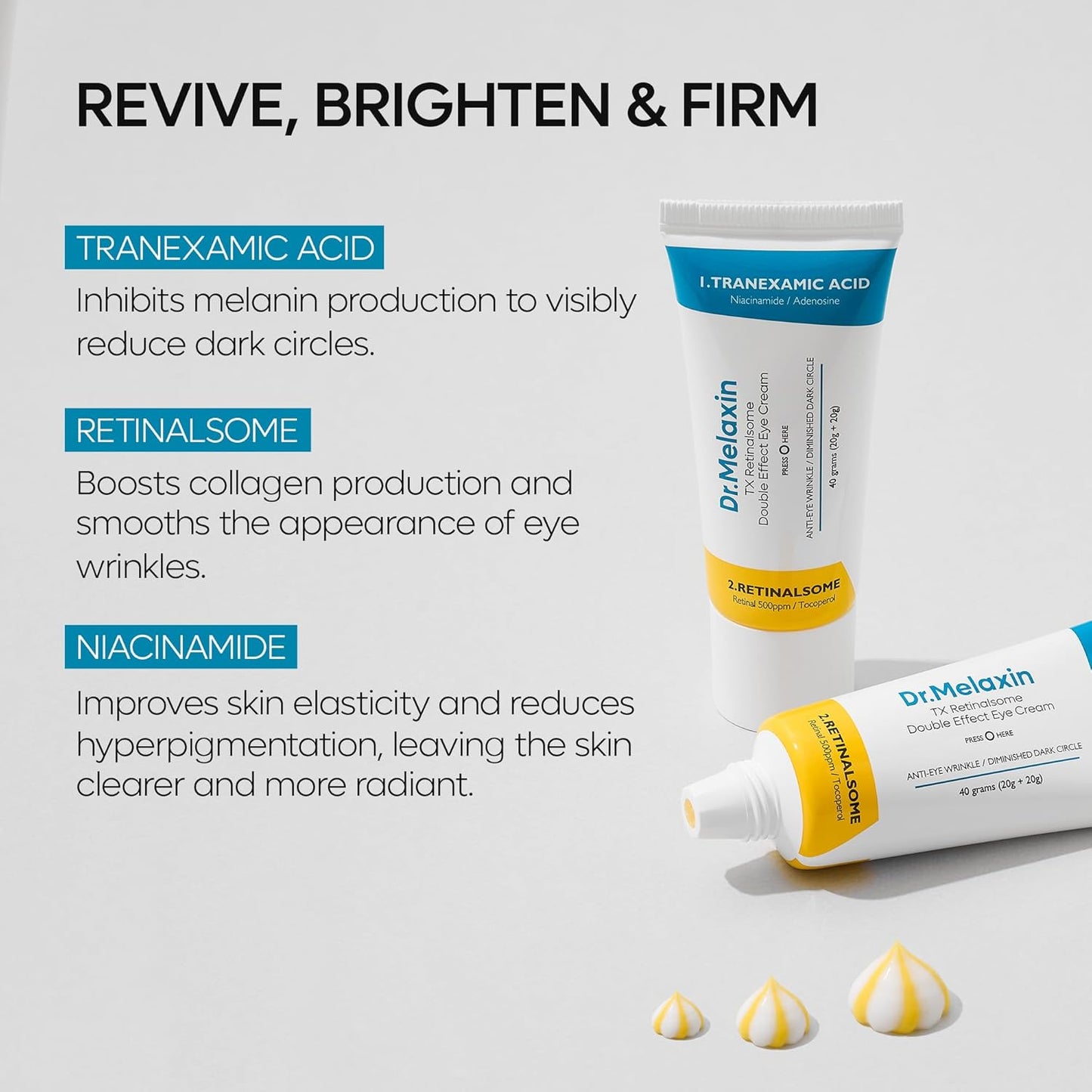 TX Tranexamic Acid Retinalsome Dual Eye Cream with Adenosine Niacinamide for Dark circle Repairing | Daily Anti-Aging Under Eye Care | 50ml - Korean Skin care