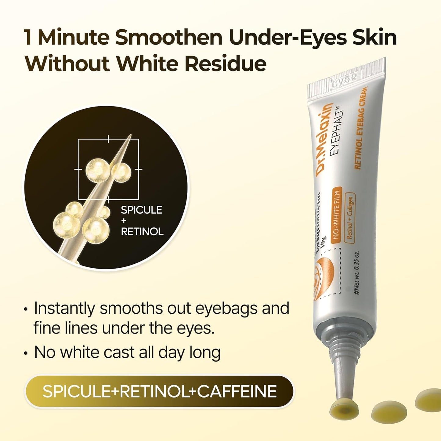 Retinol Eyebag Cream for Puffiness, Dark Circles & Fine Lines, Wrinkle, EGF Anti-Aging Under Eye Moisturizer with Niacinamide&Ceramide Makeup friendly korean skin care